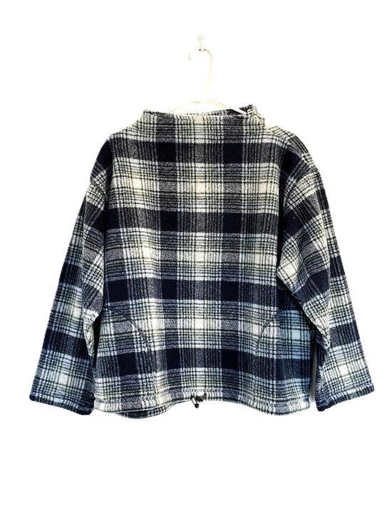Liz Claiborne Sweaters - Vintage Liz Claiborne Navy Blue Plaid Mock Turtleneck Sweater